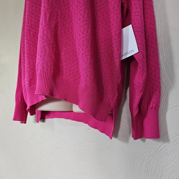 89th + Madison Fushia Pink Drop Shoulder V-Neck Knit Sweater Size Women's 2X NEW - Picture 6 of 11